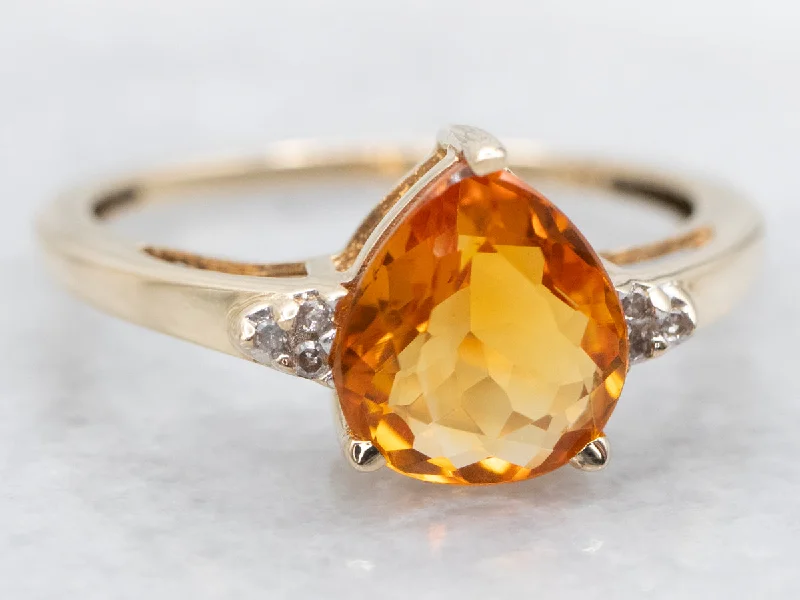 Fashionable rings for women -Citrine and Diamond Statement Ring