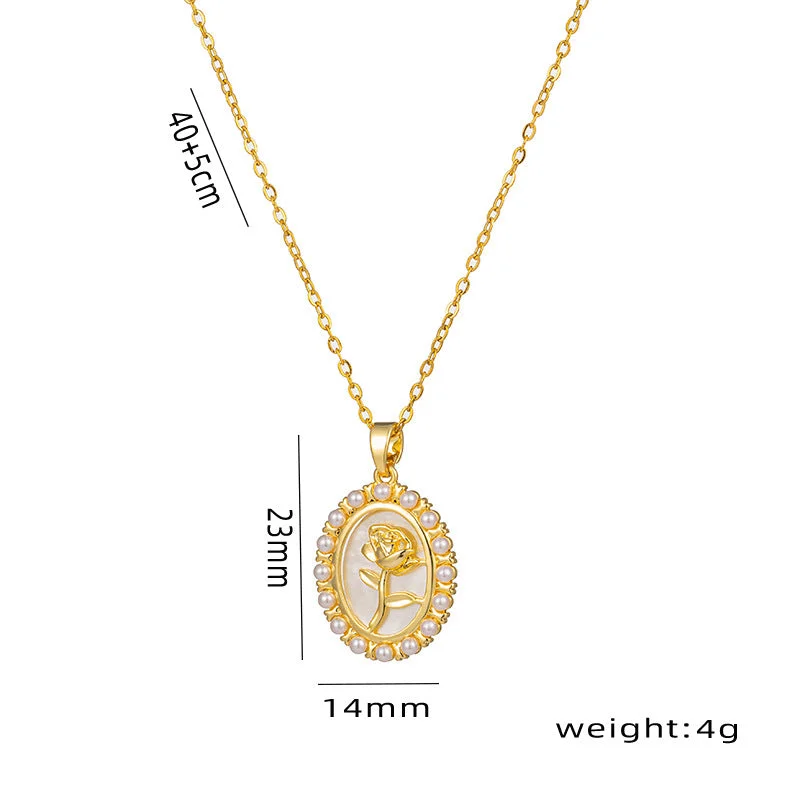 Simple gold necklaces for women -Korean Circle Geometric Titanium Steel 18K Gold Plated Necklaces