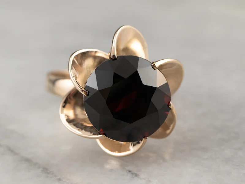 Luxury rose gold rings for women -Pyrope Garnet Rose Gold Cocktail Ring