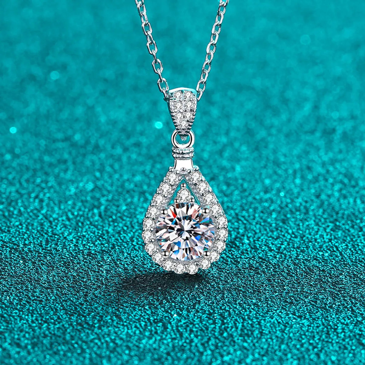 Custom birthstone necklaces for women -Elegant Water Droplets Sterling Silver Moissanite Zircon Pendant Necklace In Bulk