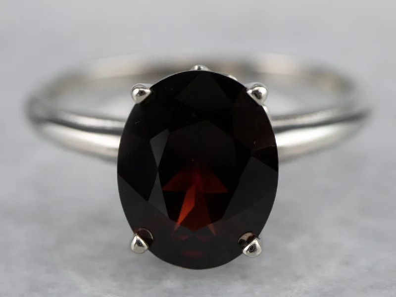 Sapphire rings for women -White Gold Garnet Solitaire Ring