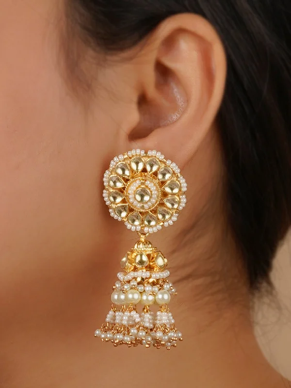 Amethyst earrings for women -White Color Gold Plated Jadau Kundan Earrings - ME1123Y