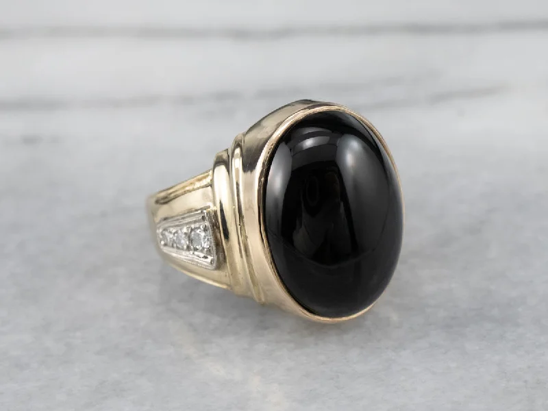 Silver engagement rings for women -This bold vintage men‚Äôs onyx ring is an iconic classic! This...