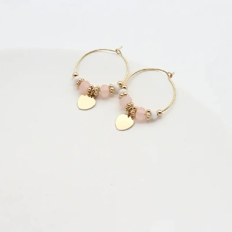 Gemstone stud earrings for women -Beautiful Gold Heart Hoop Earrings