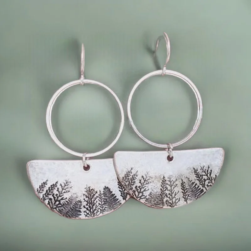 Eco-friendly earrings for women -Silver Forest Earrings