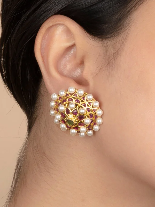 Crystal earrings for women -Multicolor Gold Plated Mishr Earrings - MR-E168M