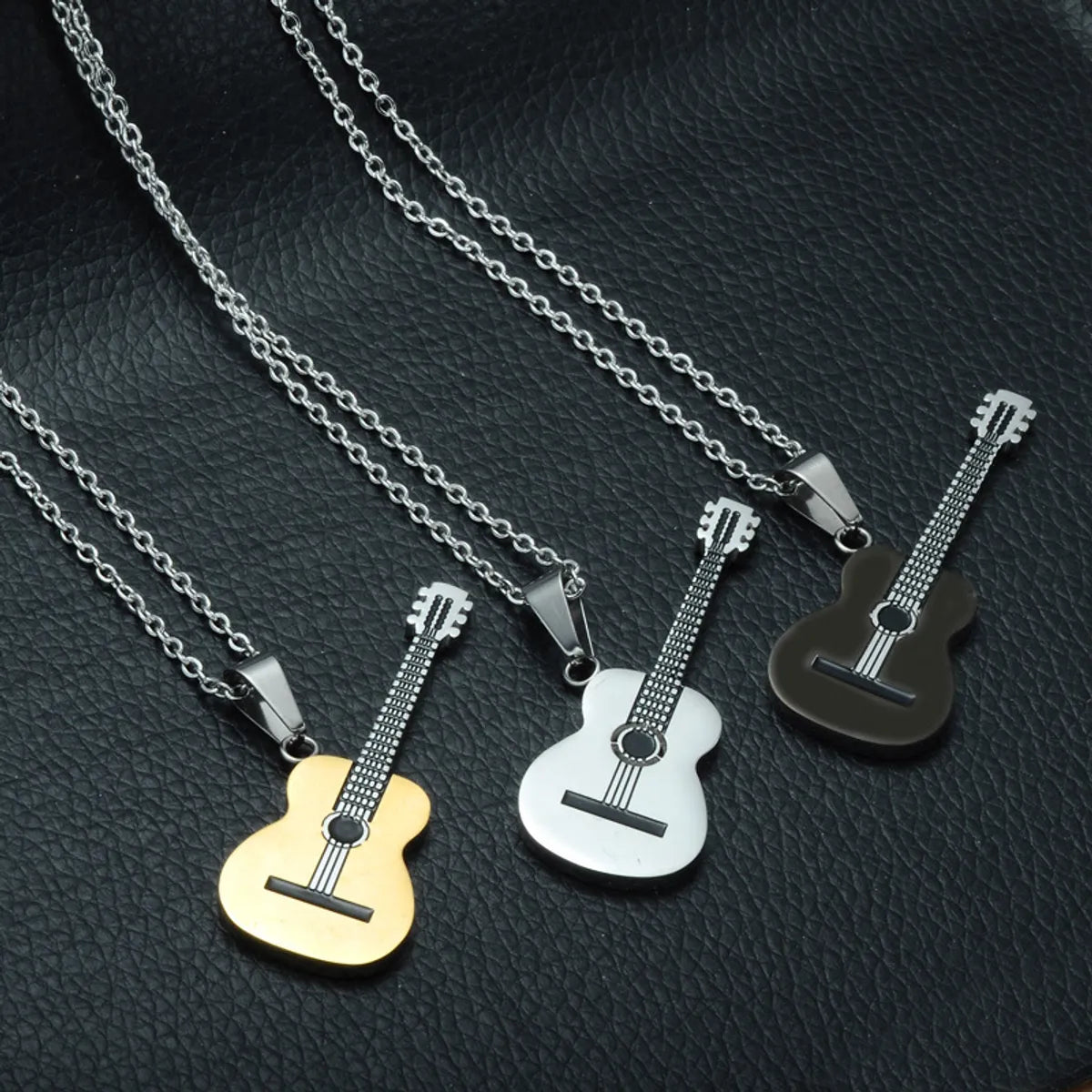 Women’s rose gold pendant necklaces -Hip-Hop Guitar 304 Stainless Steel Unisex