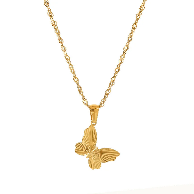 Adjustable necklaces for women -IG Style Butterfly Heart Stainless Steel 18K Gold Plated Necklaces