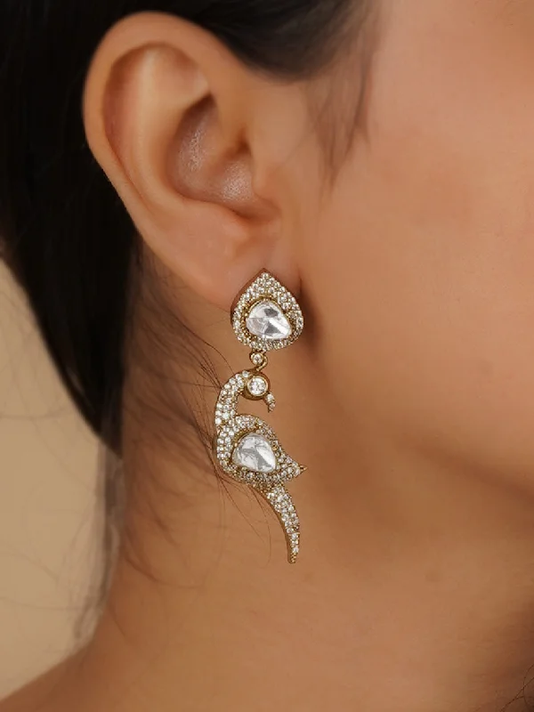 Trendy drop earrings for women -White Color Gold Plated Moissanite Earrings - MO-EAR32