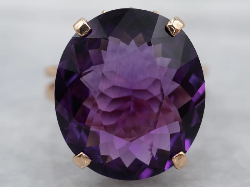 Boho rings for women -18K Gold Amethyst Statement Ring