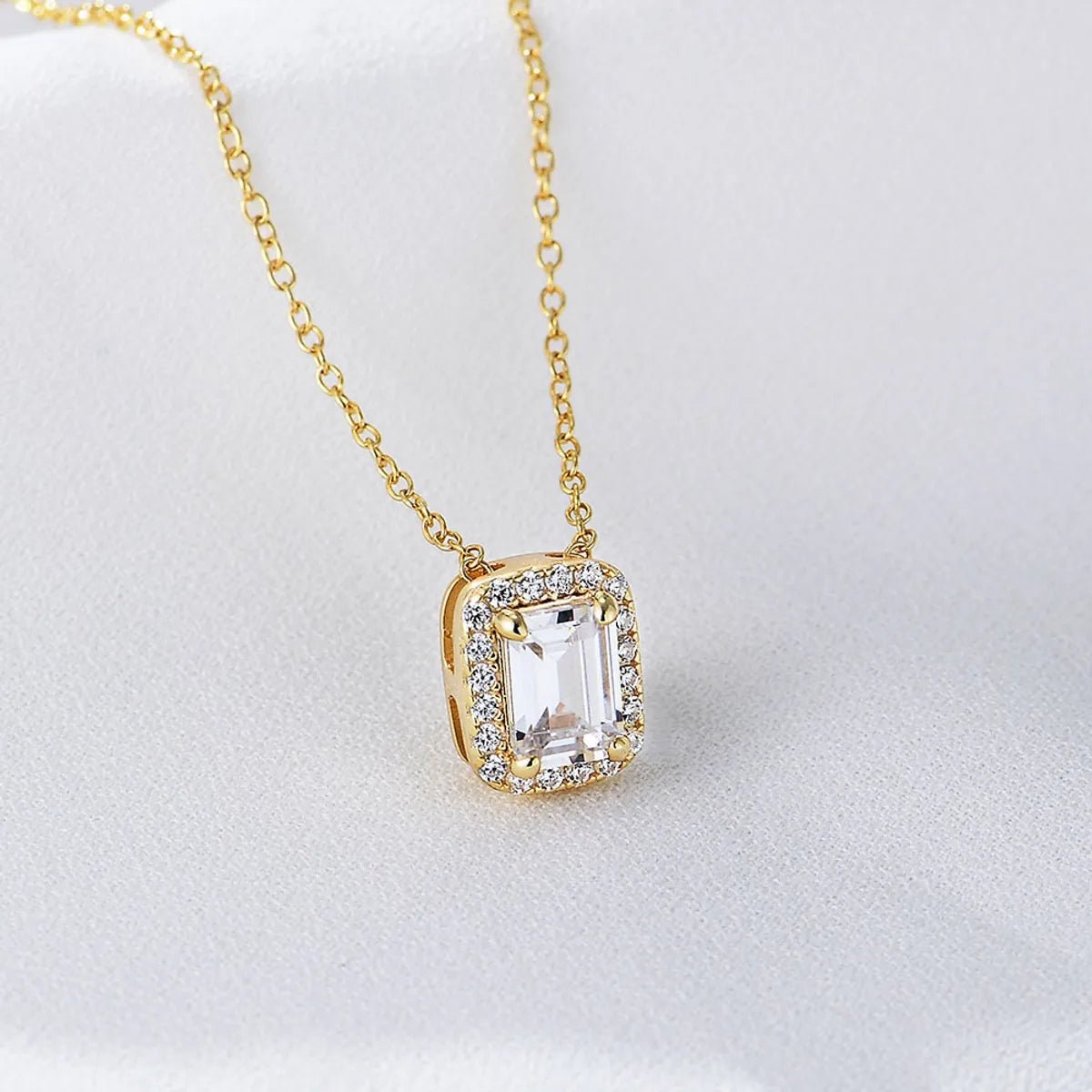 Modern necklaces for women -Wholesale Elegant Square Sterling Silver Inlay Zircon Pendant Necklace