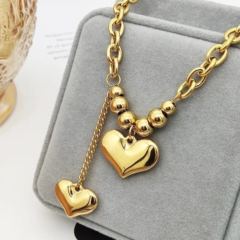 Simple necklaces for women -Fairy Style Heart Shape Titanium Steel Plating Pendant Necklace 1 Piece