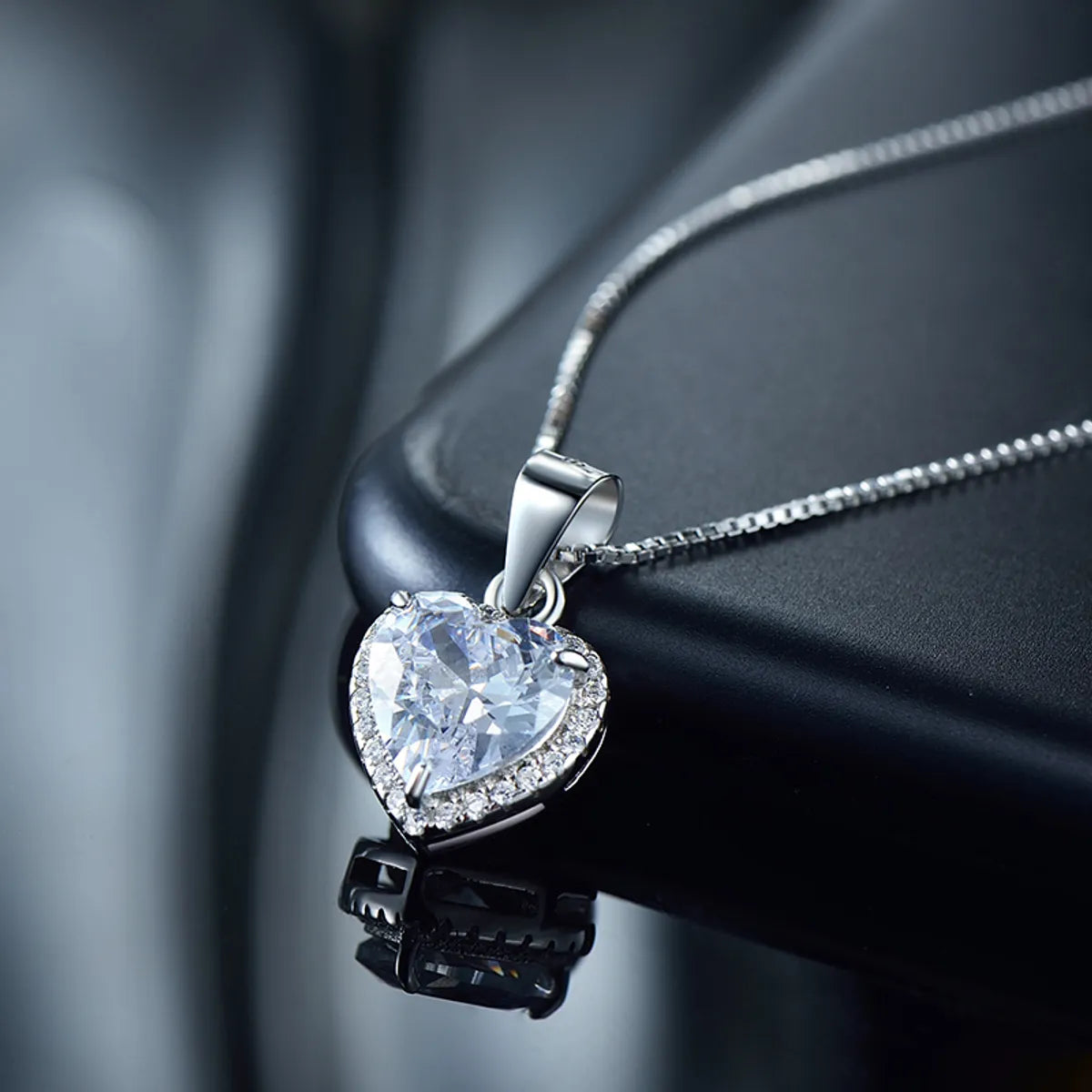 Pendant necklaces for women -Ins Style Elegant Romantic Heart Shape Sterling Silver Plating Inlay Zircon Rhodium Plated Pendant Necklace