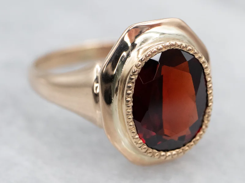 Adjustable gemstone rings for women -Unique Yellow Gold Garnet Bezel Set Solitaire Ring