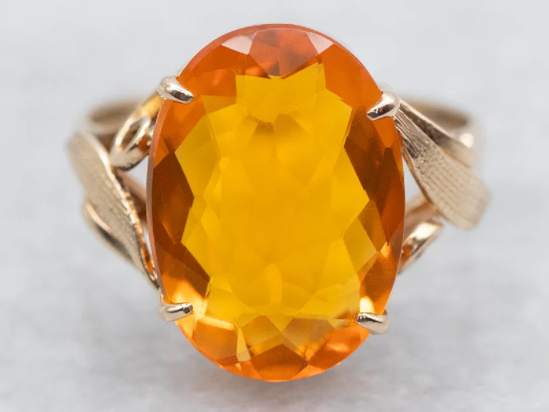 Designer rings for women -Vintage Fire Opal Solitaire Ring