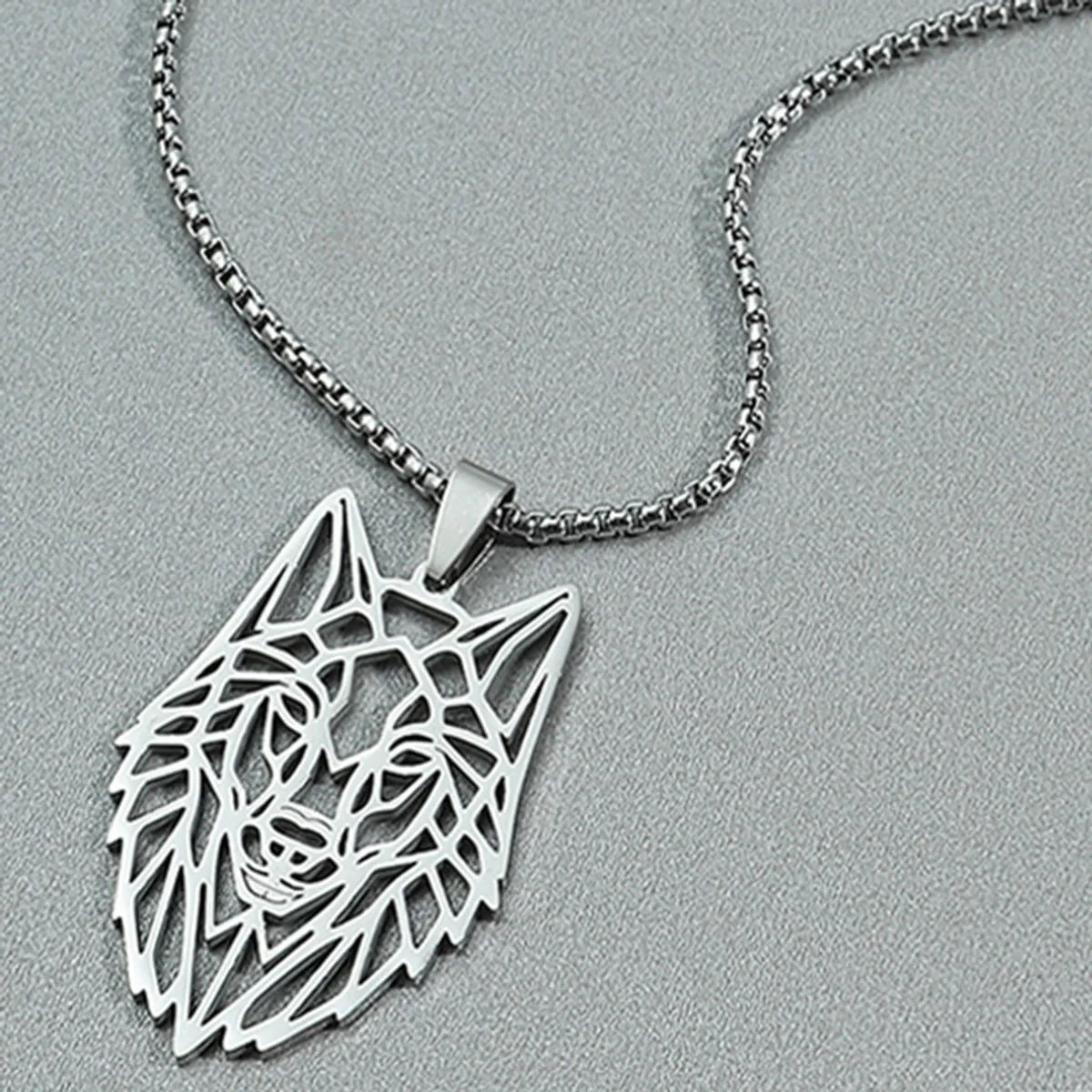 Vintage necklaces for women -Punk Hollow Wolf Head Stainless Steel Necklace