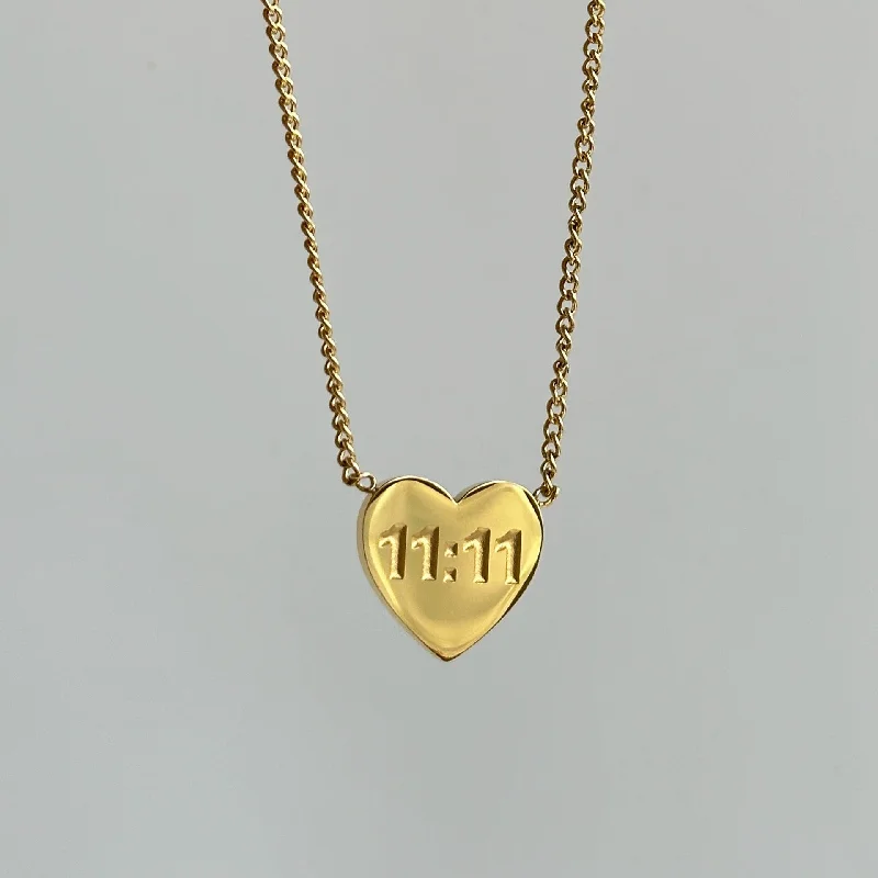 Trendy pendant necklaces for women -Vintage Style Commute Number Heart Shape Stainless Steel Plating 18k Gold Plated Pendant Necklace