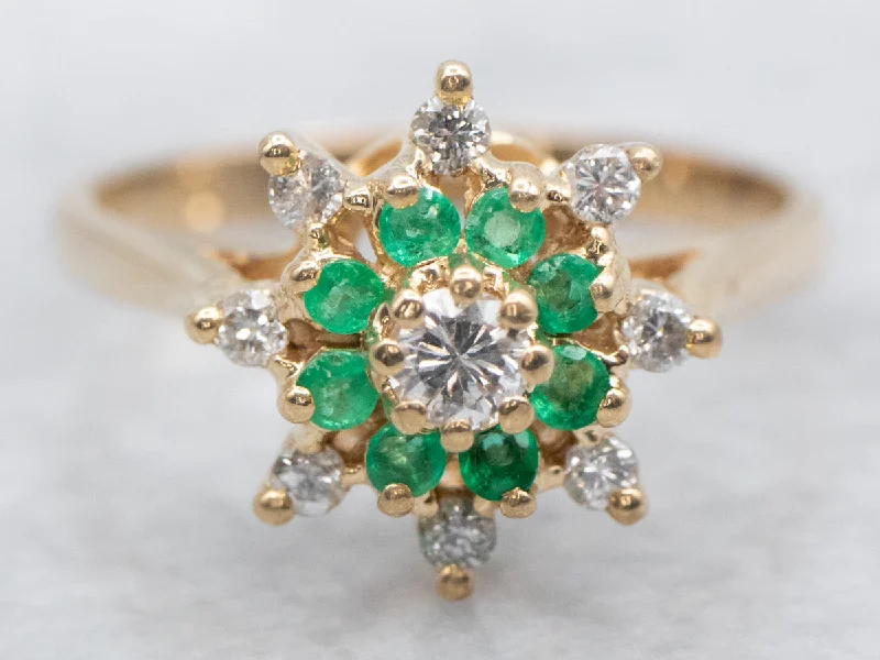 Custom rings for women -Gold Diamond and Emerald Ring