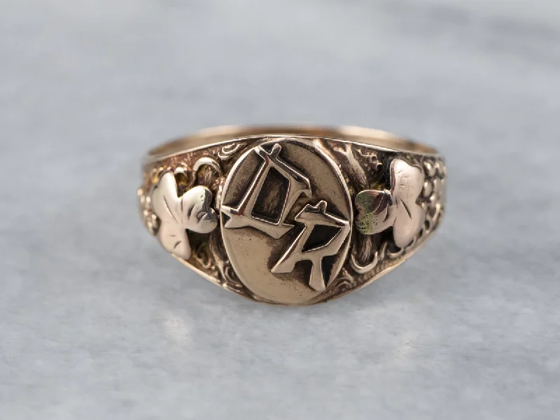 Personalized rings for women -Botanical Antique DR Signet Ring