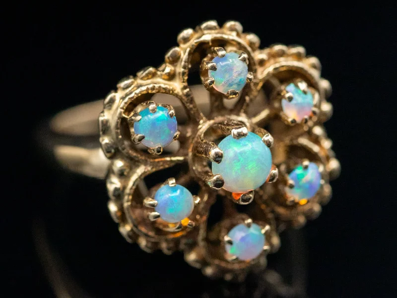 Promise engagement rings for women -Opal Cluster Ring