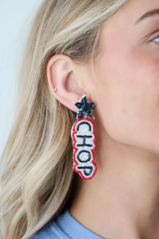 Chic earrings for women -Navy Chop Chop Beaded Drop Earrings