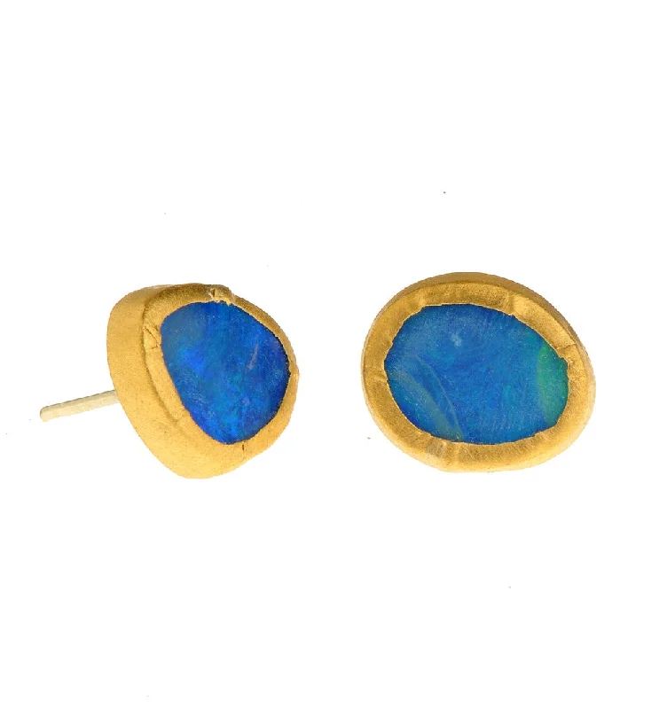 Stylish earrings for women -Nava Zahavi Gold Opal Stud Earrings