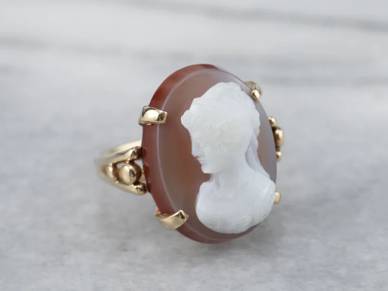 Custom gold rings for women -Sardonyx Cameo Yellow Gold Ring