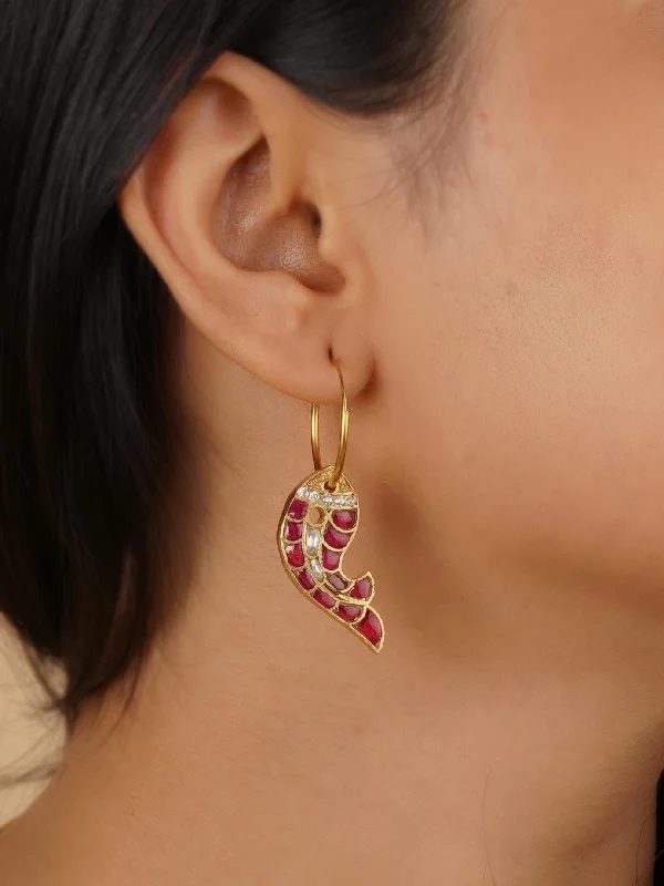 Clear earrings for women -Multicolor Gold Plated Reversible Earrings - TR-EAR1M