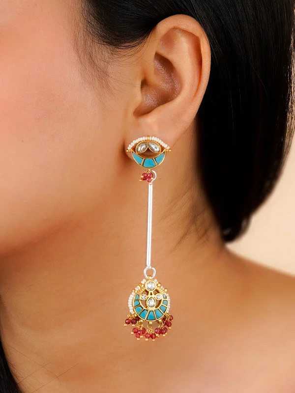 Opal earrings for women -Firoza Color Mishr Earrings - MR-E127