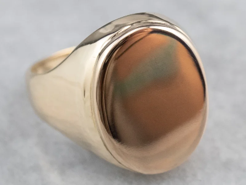 Unique gemstone rings for women -Unisex Plain Gold Signet Ring