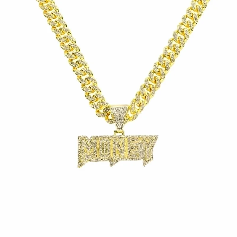 Gold (Letter)-with 5525 Models 50cm Cuban Link Chain