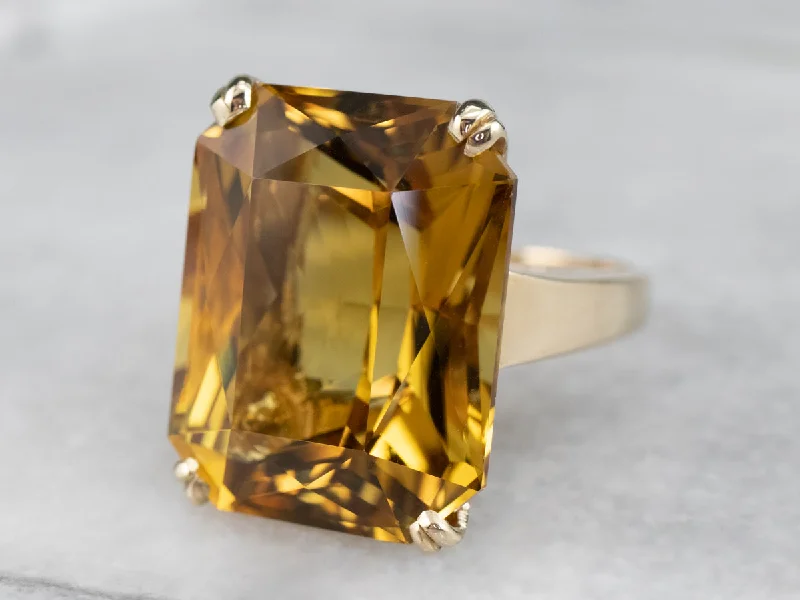 Fashion rings for women -Fantastic Vintage Citrine Cocktail Ring