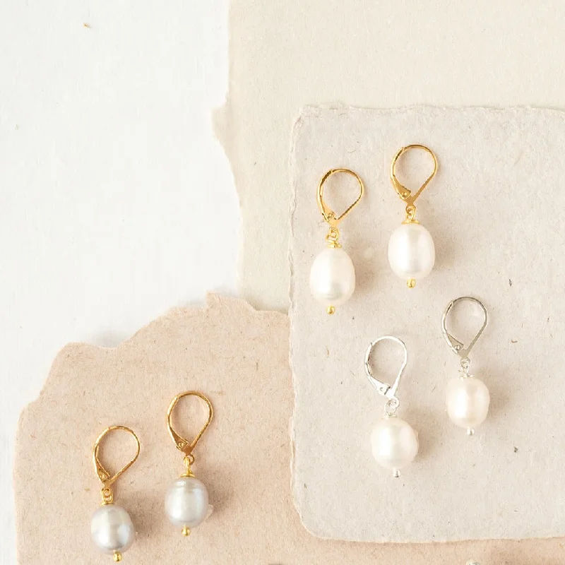 Multi-layered earrings for women -Pearl Leverback Earring