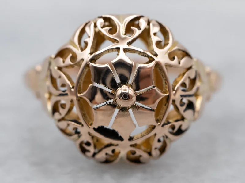 Vintage gold rings for women -Gold Filigree Mandala Ring