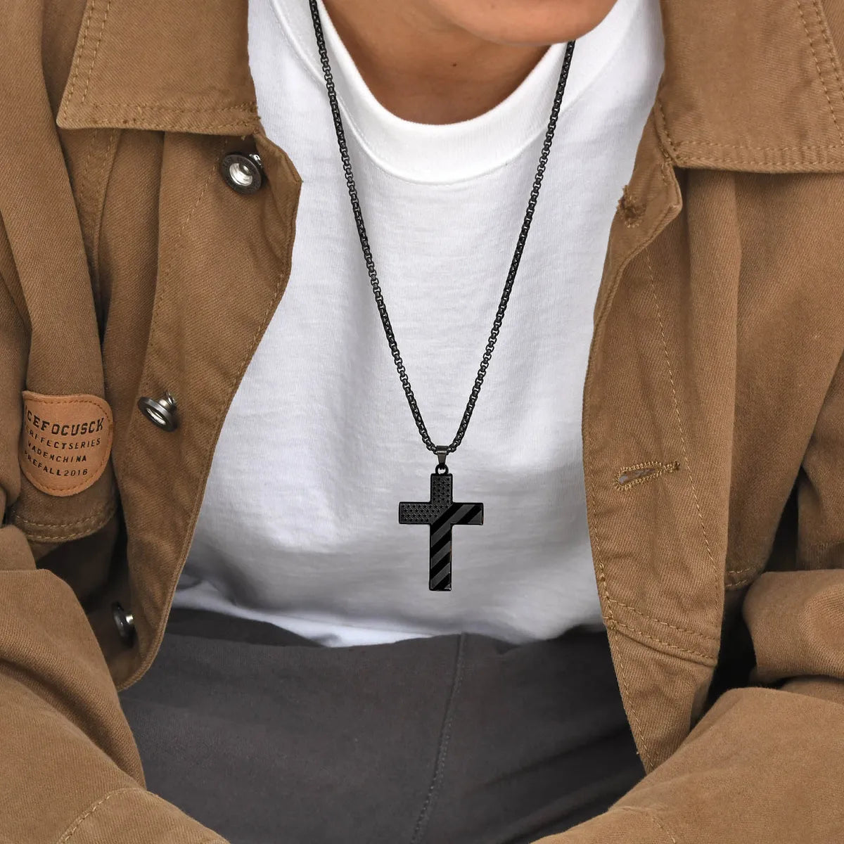 Adjustable pendant necklaces for women -Rock Streetwear Cross Stainless Steel Men'S Pendant Necklace