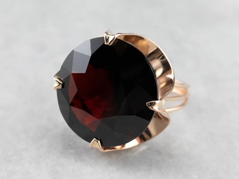 Classic rings for women -Round Pyrope Garnet Rose Gold Cocktail Ring