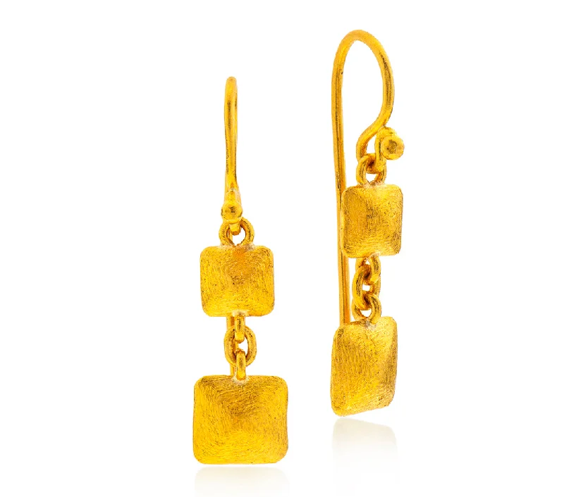 Flower drop earrings for women -Nava Zahavi Dual Gold Earrings