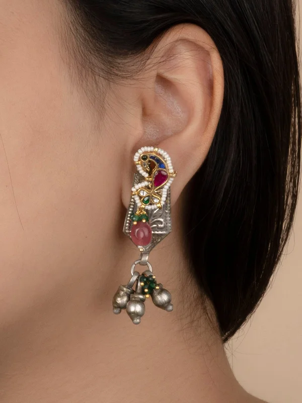 Topaz earrings for women -Multicolor Tribal Earrings - EK-SFEAR305M