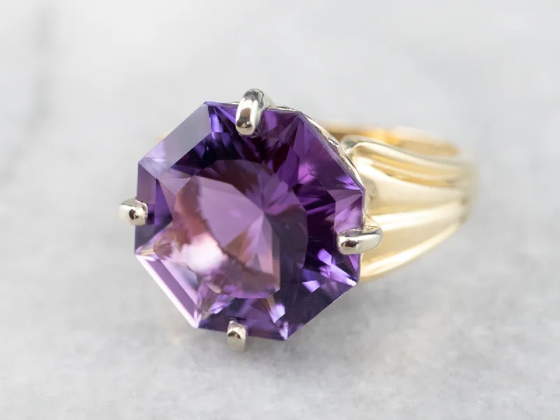 Adjustable rings for women -Fancy Cut Amethyst Cocktail Ring