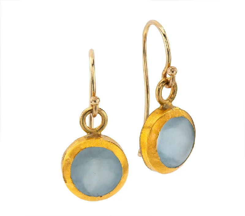 Flower earrings for women -Nava Zahavi Yellow Gold Classic Drop Aquamarine Earrings