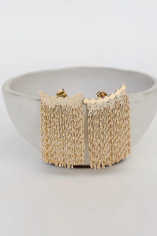 Sapphire earrings for women -Hattie Gold Fringe Earrings