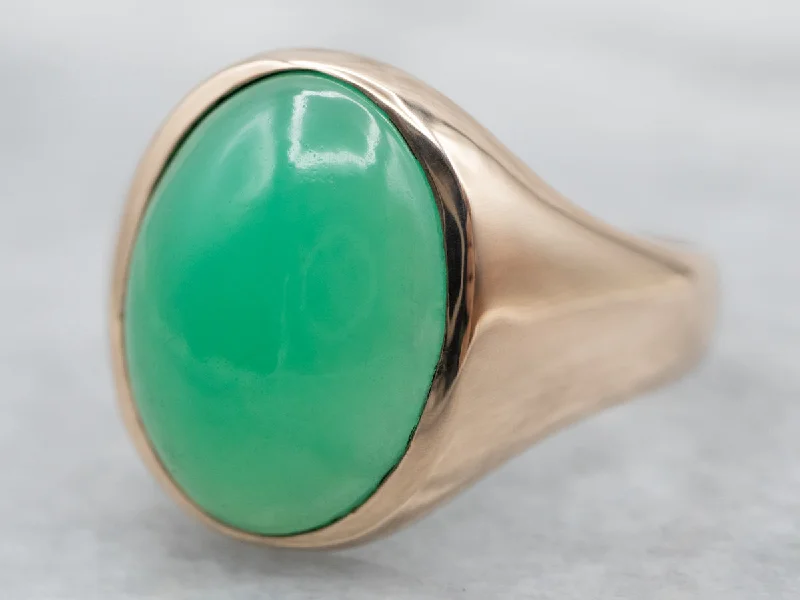 Elegant rings for women -Mid Century Chrysoprase Ring