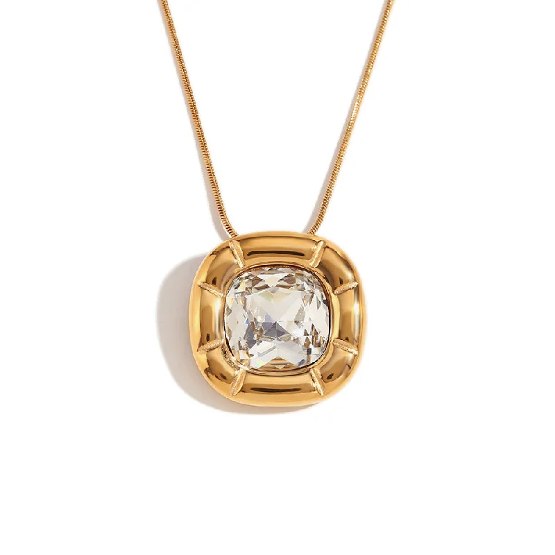 Necklace - Gold - White Zirconia