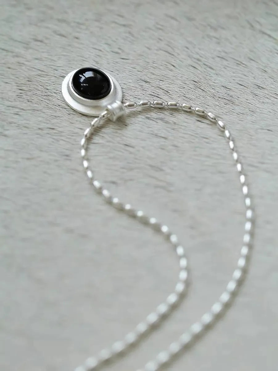 Luxury diamond necklaces for women -Simple Style Round Sterling Silver Agate Pendant Necklace In Bulk