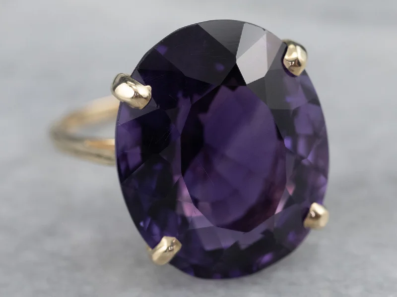 Platinum wedding rings for women -Gold Amethyst Statement Ring