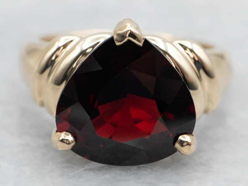 Simple rings for women -Sparkling Garnet Solitaire Ring