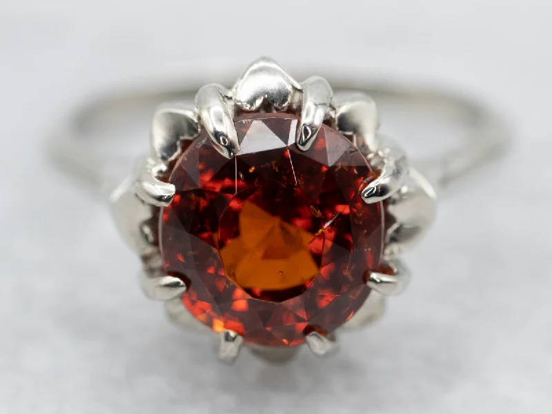 Colored gemstone rings for women -Deep Red Hessonite Garnet Eleanor Cocktail Ring