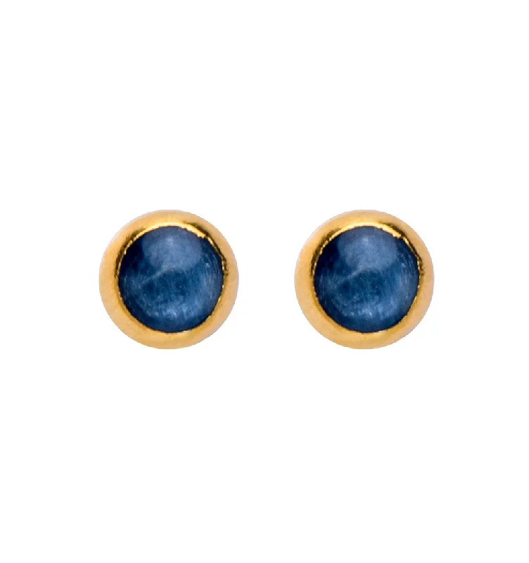 Pretty earrings for women -Nava Zahavi Yellow Gold Round Kyanite Stud Earrings