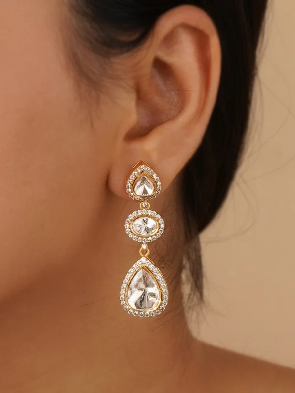 Shell earrings for women -White Color Gold Plated Moissanite Earrings - MO-EAR30