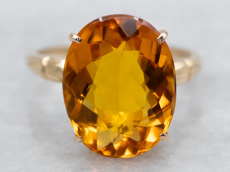 Chunky gemstone rings for women -Classic Gold Citrine Solitaire Ring